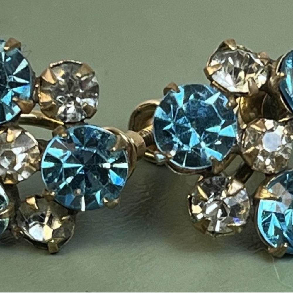 Vintage Gold Filled Rhinestone Screw Back Earrings